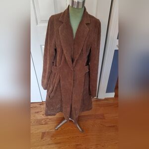 Elegant Brown Corduroy Trench Coat